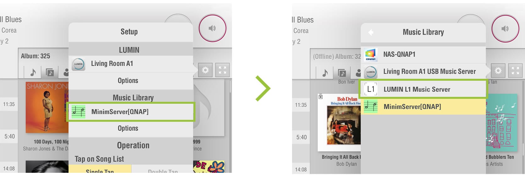Lumin iOS App Benutzeranleitung 10.1 Lumin L1 Musikserver Scan für neue Musikdateien